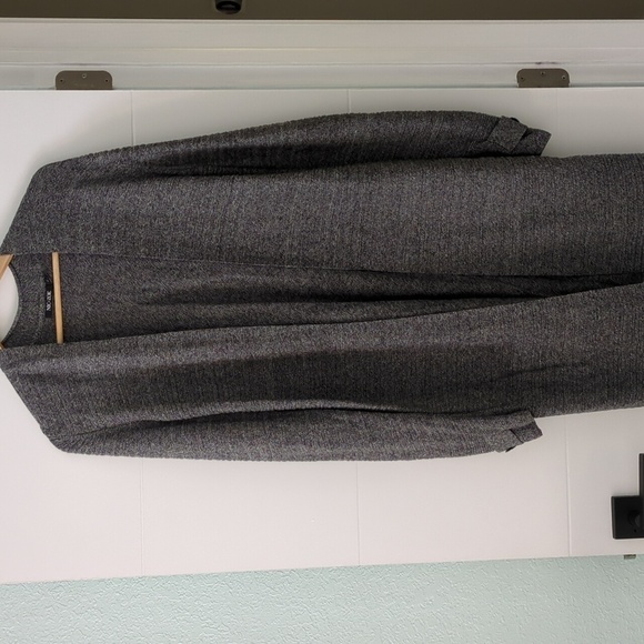 Nic+Zoe Long Line Cotton Blend Minimalist gray open front cardigan Office Career - Picture 1 of 8